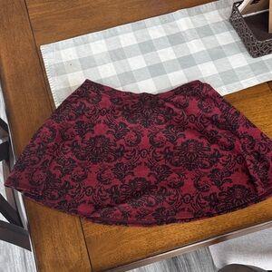 Women's Burgundy/Red Jacquard Pattern Mini Skirt
